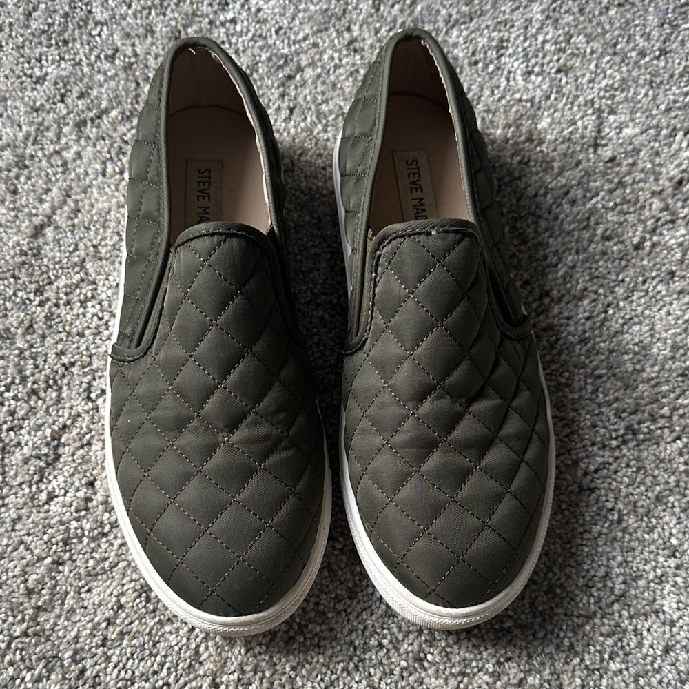 Steve Madden Men's Quilted Slip-On Loafers - Dark Green